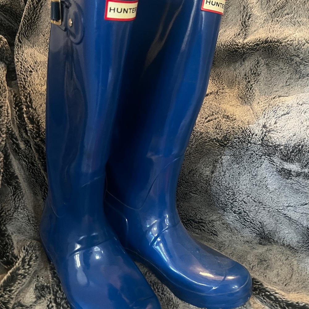 Hunter Glossy Blue Tall Rain Boots